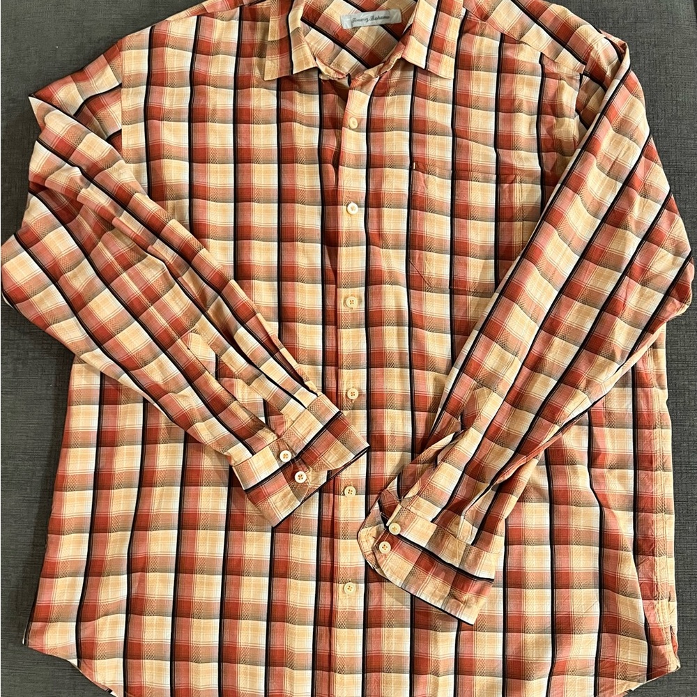 Tommy Bahama Silk Long Sleeve Button Down Shirt Men’s Sz XL